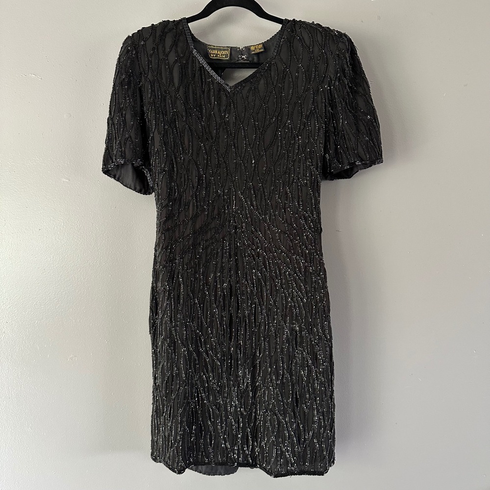 Vintage Mark & John by Sam 100% Pure Silkā Black Sequinned Dress